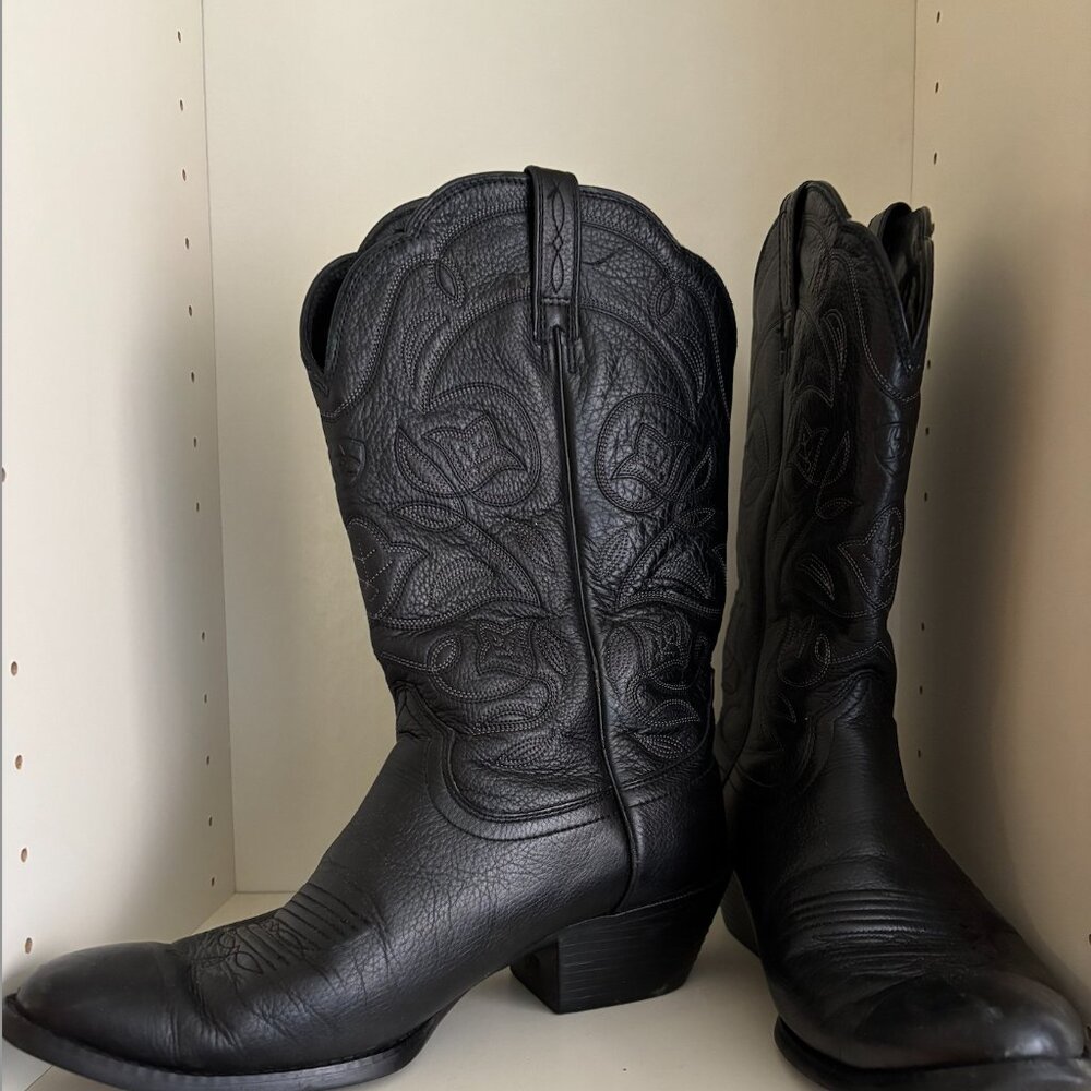 WOMENS ARIAT HERITAGE WESTERN Regular  TOE BLACK LEATHER WESTERN COWBOY BOOTS 10 - Picture 2 of 10
